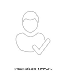 User profile sign web icon with check mark