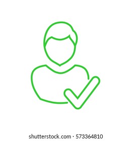 User profile sign web icon with check mark