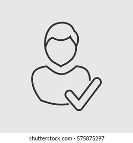 User profile sign web icon with check mark