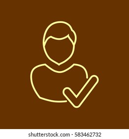 User profile sign web icon with check mark