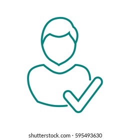 User profile sign web icon with check mark