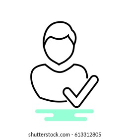 User profile sign web icon with check mark