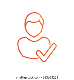 User profile sign web icon with check mark