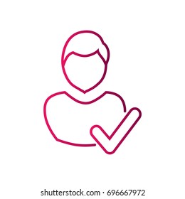 User profile sign web icon with check mark