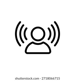 Silueta del perfil del usuario modificada con una antena Pequeña o una onda de señal que representa un agente de IA