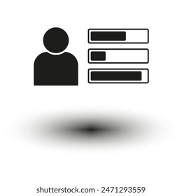 User profile and skill bars vector icon. Personal abilities chart symbol. Resume skills graphics.