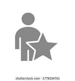 Benutzerprofil mit sterngrauem Symbol. Sternbewertung, Symbol für Rückkopplungslinie