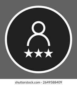 Perfil de usuário com ícone de classificação de estrela representando um usuário confiável, classificação ou perfil de revisão com fundo transparente
