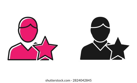 User profile with star rating icon set for feedback and review system design in mobile applications