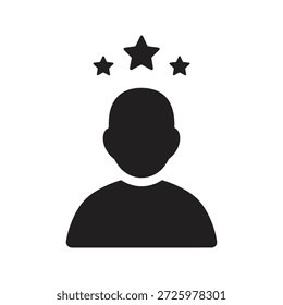 Benutzerprofil mit Sternen-Symbol, das die Bewertung eines VIP-Kunden und Premium-Mitglieds als Symbol für die Erfahrung mit Expertenqualität und Feedback darstellt