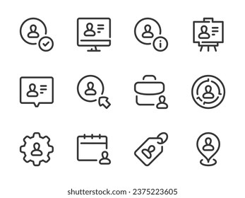 User and Profile vector line icons. Account settings and Personal services outline icon set.