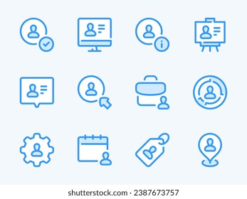 User and Profile vector line icons. Account settings and Personal services outline icon set. Identity, Website Page, Folder, Personal Information, Identification, Biography and more.