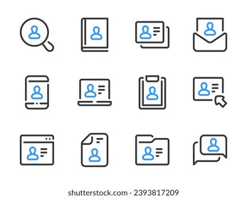 Iconos de línea vectorial de usuario y perfil. Configuración de cuenta y conjunto de iconos de esquema de servicios personales.