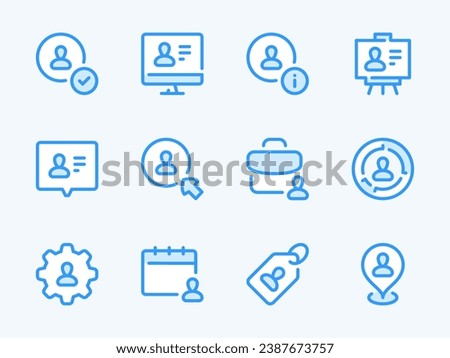 User and Profile vector line icons. Account settings and Personal services outline icon set. Identity, Website Page, Folder, Personal Information, Identification, Biography and more.