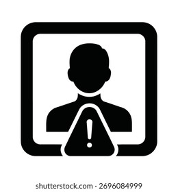 Icono de advertencia de Perfil de usuario: Vector de glifos de seguridad de Cuenta o error