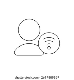 Perfil de usuário com símbolo WiFi, representando on-line ou conectado.