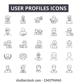 User profiles line icons for web and mobile design. Editable stroke signs. User profiles  outline concept illustrations