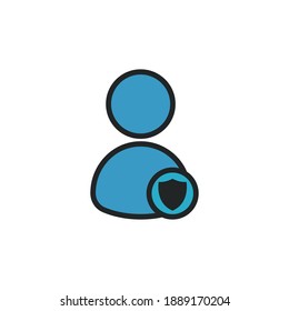User protect lineal color icon. Editable stroke. Simple illustration mobile concept and web design. Design template vector