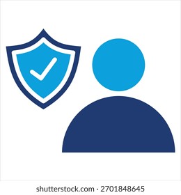 Ilustração do vetor de ícone azul plano de proteção do usuário