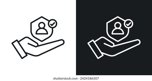 Benutzerschutzsymbol im Zeilenstil auf weißem Hintergrund.