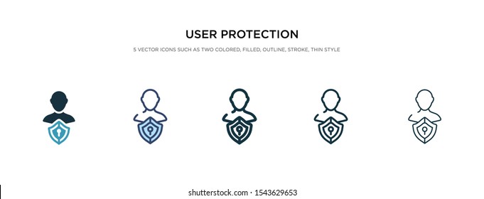 user protection icon in different style vector illustration. two colored and black user protection vector icons designed in filled, outline, line and stroke style can be used for web, mobile, ui