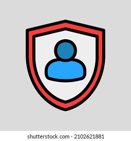 User protection icon in filled line style about social media, use for website mobile app presentation