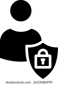 Ilustración vectorial de glifo de icono de protección del usuario