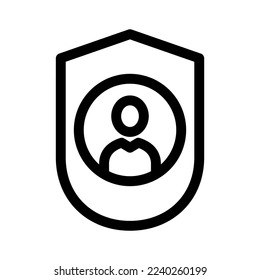 icono de protección del usuario o logotipo símbolo de signo aislado ilustración vectorial - iconos vectoriales de estilo negro de alta calidad
