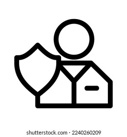 icono de protección del usuario o logotipo símbolo de signo aislado ilustración vectorial - iconos vectoriales de estilo negro de alta calidad
