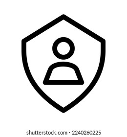 Benutzerschutzsymbol oder Logo einzeln auf Zeichensymbolen, Vektorgrafik - hochwertige Vektorsymbole mit schwarzem Hintergrund
