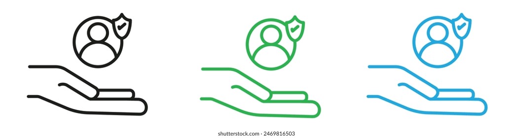 User protection icon mark in filled style