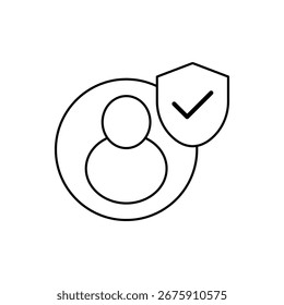 Icono de protección del usuario Esquema editable Línea de trazo Dibujo EPS