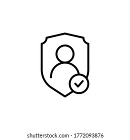 Icono de protección del usuario. Concepto de símbolo de privacidad aislado en fondo blanco. Ilustración del vector