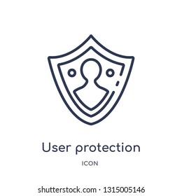 user protection icon from security outline collection. Thin line user protection icon isolated on white background.