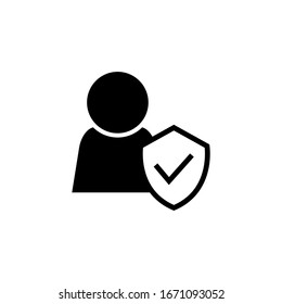 User protection icon vector in black solid flat design icon isolated on white background