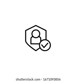 User protection icon vector in linear, outline icon isolated on white background