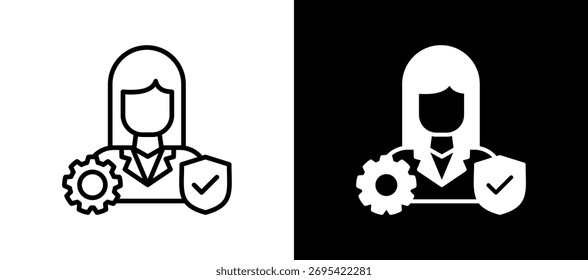 User Protection Icon whiteblack Vector Illustration