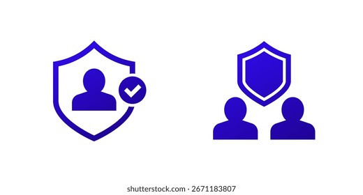 Iconos de protección del usuario con escudos