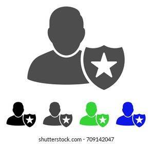 User Protection Shield vector pictogram. Style is a flat graphic symbol in black, grey, blue, green color versions. Designed for web and mobile apps.
