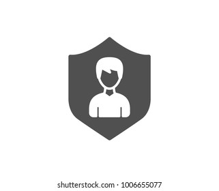 User Protection simple icon. Profile Avatar with shield sign. Male Person silhouette symbol. Quality design elements. Classic style. Vector