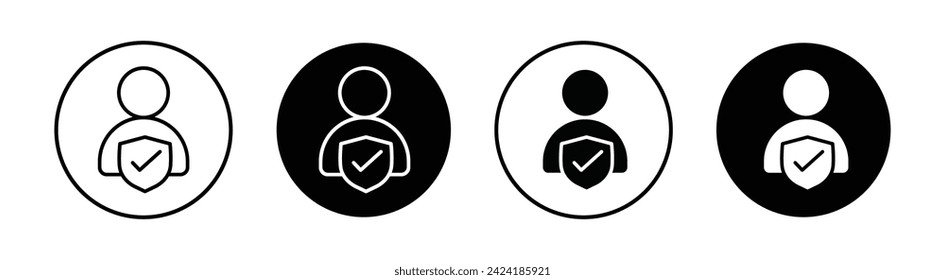Ilustración de iconos de la línea del vector de protección del usuario.