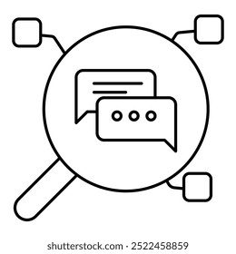 Icono de interpretación de consulta de usuario. Representación de la interpretación de datos. Análisis de entrada de usuario. Gestión de consultas. Procesamiento del lenguaje natural. Vector Icono editable.