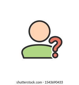 User Question icon. Profile details, help, faq icon