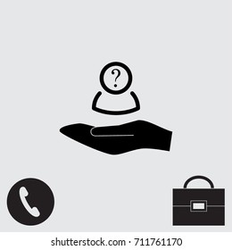 User with question sign vector icon