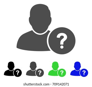 User Question vector pictogram. Style is a flat graphic symbol in black, grey, blue, green color versions. Designed for web and mobile apps.