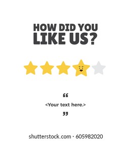 User rating concept. Review and rate us stars. Business concept for social media. vector illustration