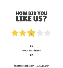 User rating concept. Review and rate us stars. Business concept for social media. vector illustration