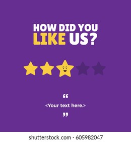 User rating concept. Review and rate us stars. Business concept for social media. vector illustration