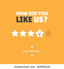 User rating concept. Review and rate us stars. Business concept for social media. vector illustration