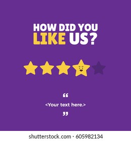 User rating concept. Review and rate us stars. Business concept for social media. vector illustration